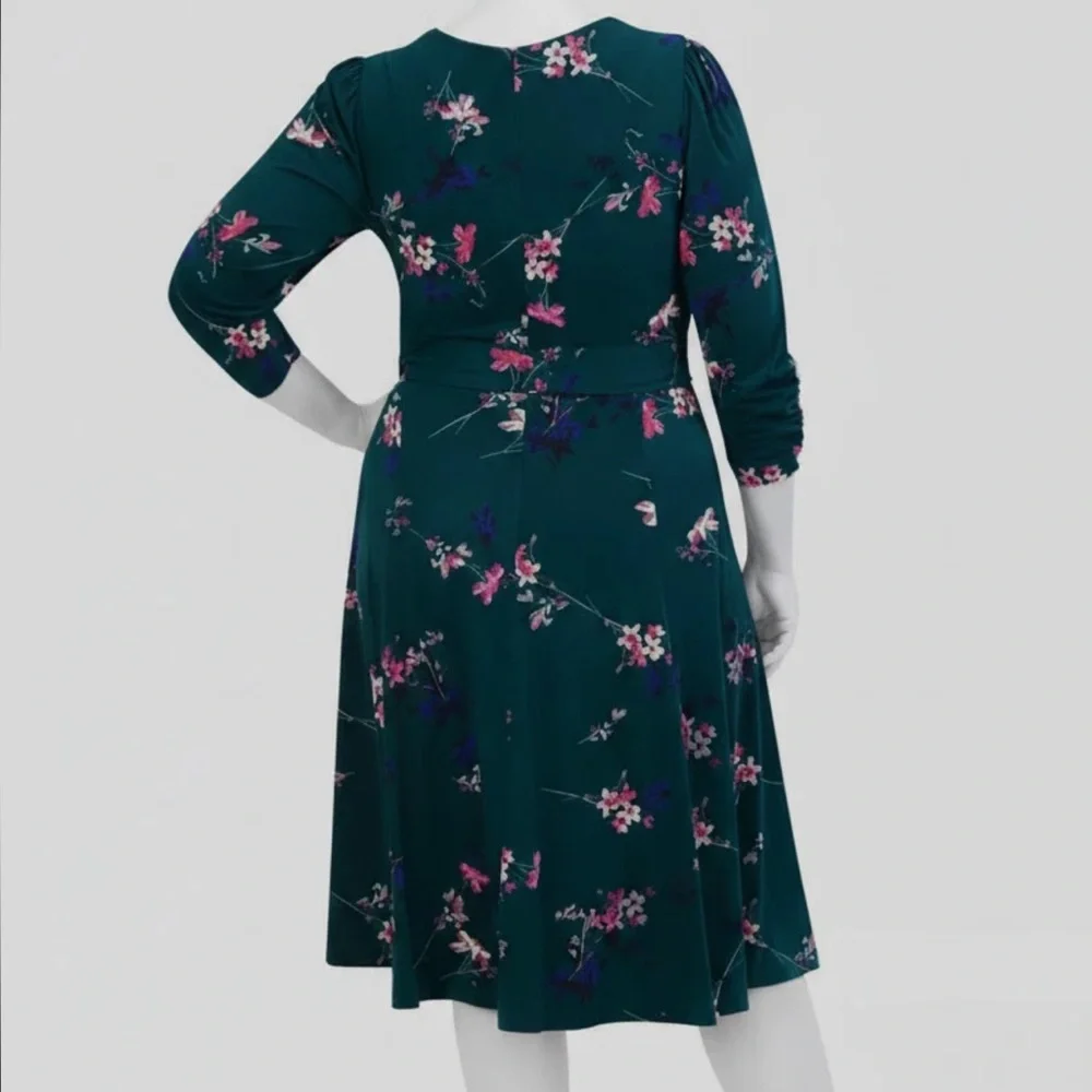 Jessica Howard Teal Floral Long Sleeve Dress